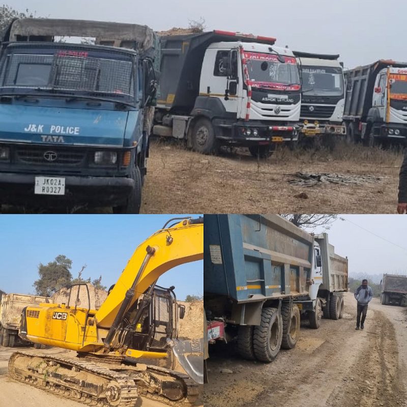 DMO Kathua seizes 3 excavators, 14 Dumpers involved in illegal mining