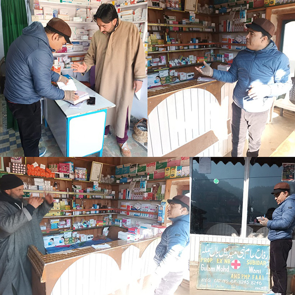 Drug sale outlets inspected at Arin, Sumlar Bandipora