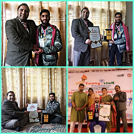 President of ACA & SKLCWS Mr.Tariq Ahmad Shera congratulated Aamir Muzaffar Shah at Palpora, Noorbagh, Srinagar for receiving prestigious National award.