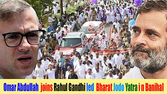 Omar Abdullah joins Rahul Gandhi led Bharat Jodo Yatra in Banihal