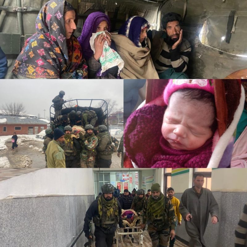 Indian Army saves life of critical Pregnant Woman undertaking risky medical evacuation from PHC Kalaroos to SDH Kupwa ra, J&K