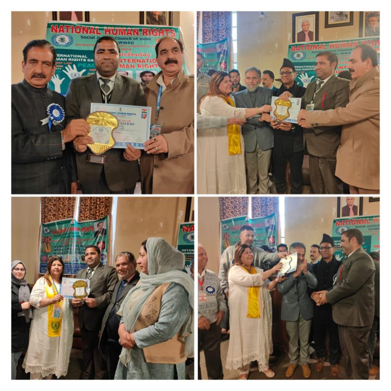 Mr.Tariq Ahmad Shera honoured with magnificent National Human Rights & Social Justice Council Award