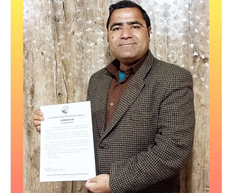 President of ACA & SKLCWS Mr.Tariq Ahmad Shera received commendation letter from Drug Free World India