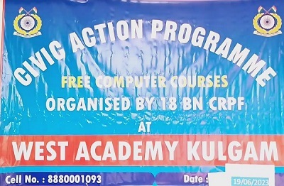 18BN CRPF organised a computer course under Civic Action Program at Government Girls Model Higher Secondary School, Kulgam