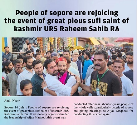 People of sopore are rejoicing the event of great pious sufi saint of kashmir URS Raheem Sahib RA