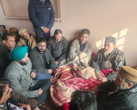 BJP J&K chief Ravinder Raina and other BJP Leaders Pay Homage to Shaheed Masroor Wani in Eidgah, Srinagar.
