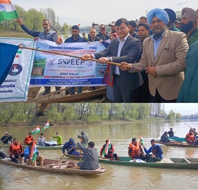 DEO B'la flags off Vibrant Shikara Rally to promote Voter Awareness under SVEEP