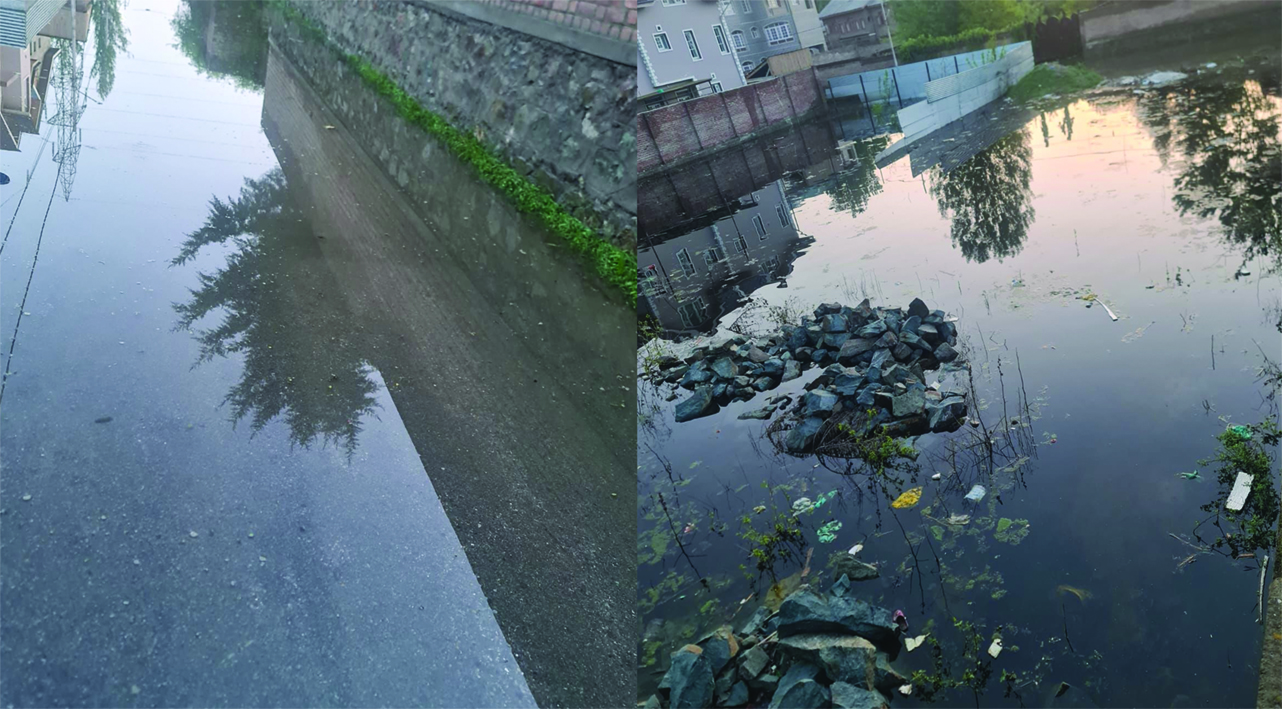 Inundated Road in Srinagar's Gousia Colony, Due to Failure of Storm Water Drainage