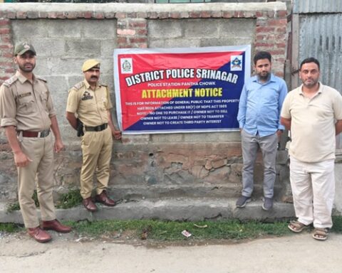 Police attach drug peddlers' property worth Rs 75 lakh in Srinagar