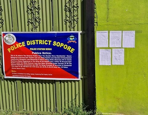 Sopore Police Attach Terror Proceeds Worth ₹18.93 Lakhs Under UAPA.